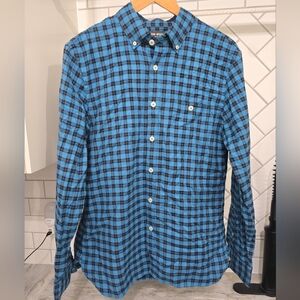 Todd Snyder x Albini Men’s Medium Blue Black Plaid Button Down Shirt Italian Fab
